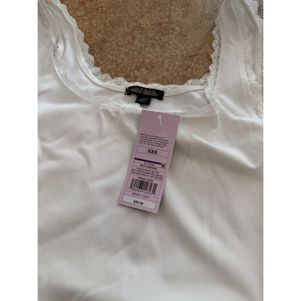 Women's Wild Fable White Game Day Lace Drop Waist Mini Skater Dress XXS NWT - Picture 6 of 7